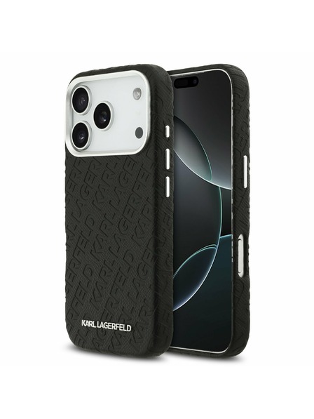 Karl Lagerfeld Karl Lagerfeld Grained PU Repeated Logo MagSafe Stražnji Poklopac za iPhone 17 Pro Black