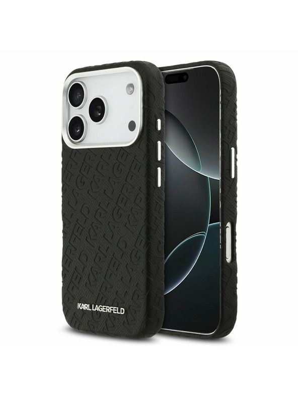 Karl Lagerfeld Karl Lagerfeld Grained PU Repeated Logo MagSafe Stražnji Poklopac za iPhone 17 Pro Black