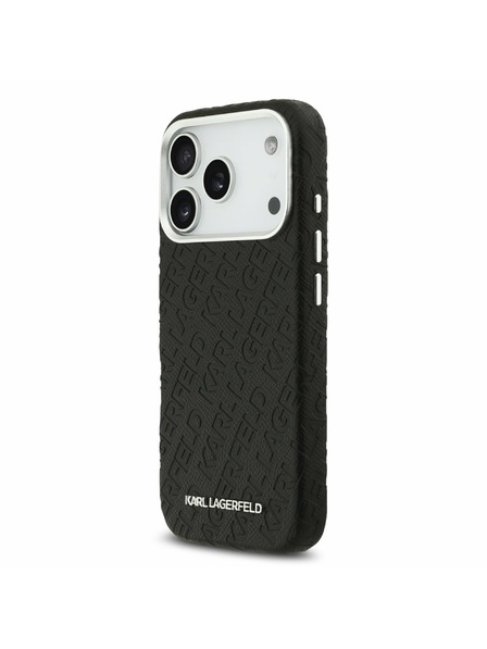 Karl Lagerfeld Karl Lagerfeld Grained PU Repeated Logo MagSafe Stražnji Poklopac za iPhone 17 Pro Black