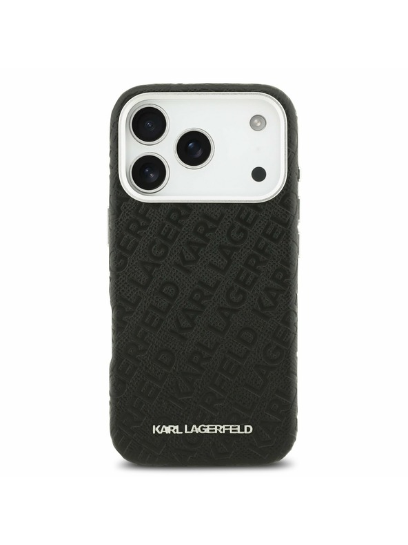 Karl Lagerfeld Karl Lagerfeld Grained PU Repeated Logo MagSafe Stražnji Poklopac za iPhone 17 Pro Black