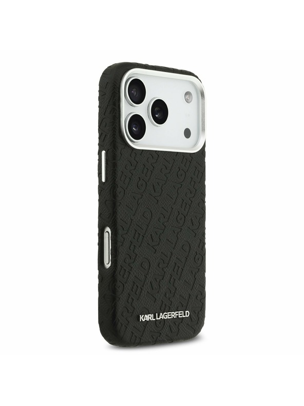 Karl Lagerfeld Karl Lagerfeld Grained PU Repeated Logo MagSafe Stražnji Poklopac za iPhone 17 Pro Black