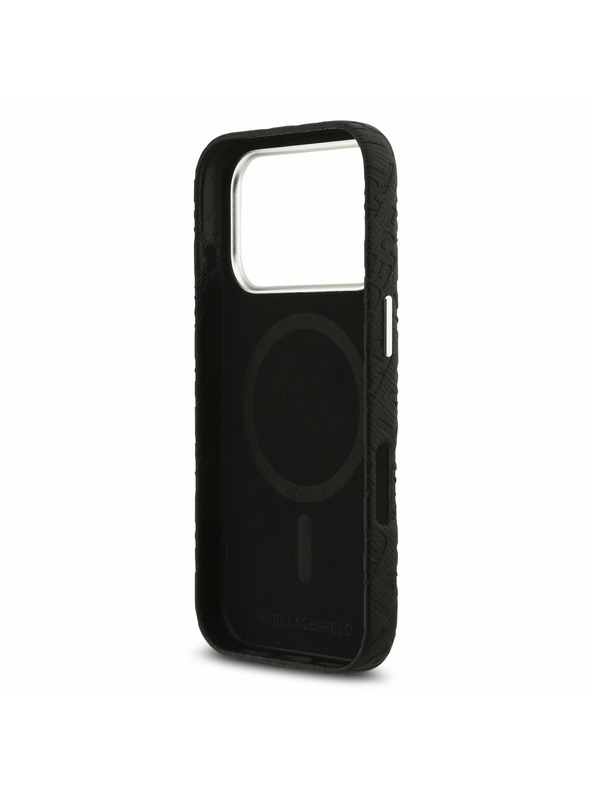 Karl Lagerfeld Karl Lagerfeld Grained PU Repeated Logo MagSafe Stražnji Poklopac za iPhone 17 Pro Black