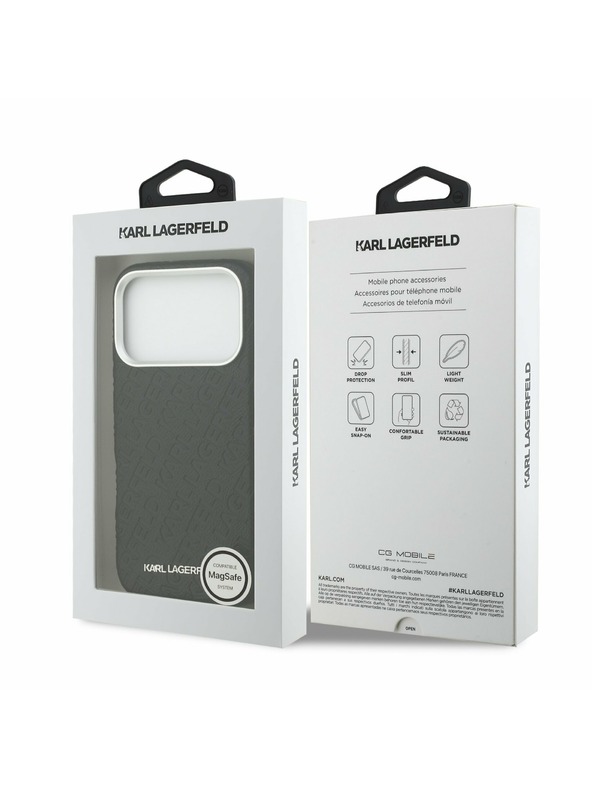 Karl Lagerfeld Karl Lagerfeld Grained PU Repeated Logo MagSafe Stražnji Poklopac za iPhone 17 Pro Black