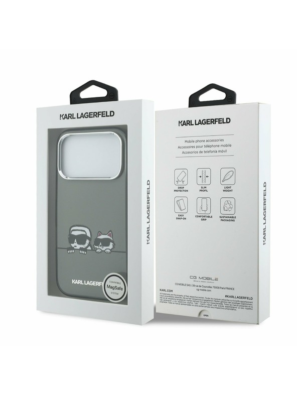 Karl Lagerfeld Karl Lagerfeld IML K&CH Heads Logo MagSafe Stražnji Poklopac za iPhone 17 Pro Black