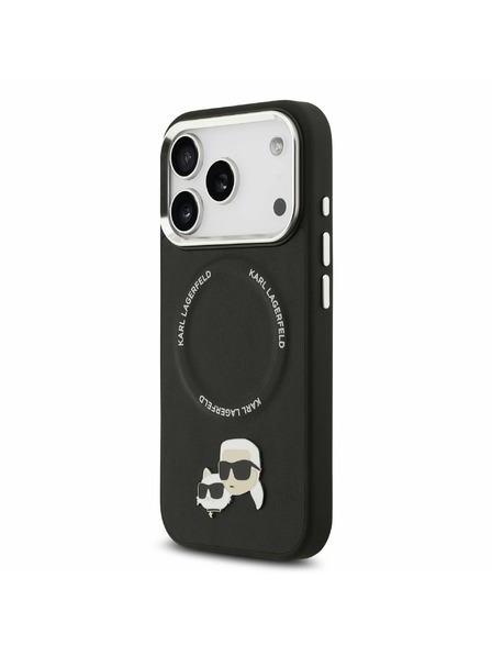 Karl Lagerfeld Karl Lagerfeld PU Karl and Choupette Heads Pins MagSafe Stražnji Poklopac za iPhone 17 Pro Black