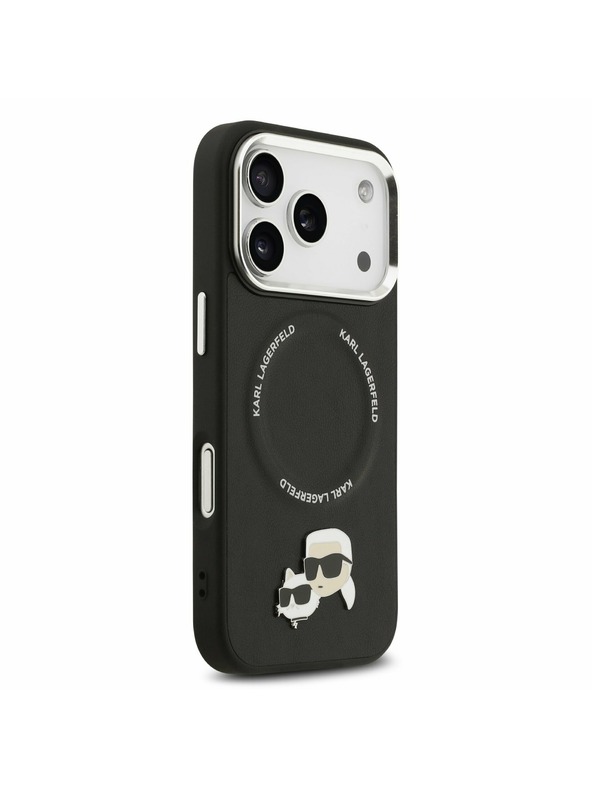 Karl Lagerfeld Karl Lagerfeld PU Karl and Choupette Heads Pins MagSafe Stražnji Poklopac za iPhone 17 Pro Black