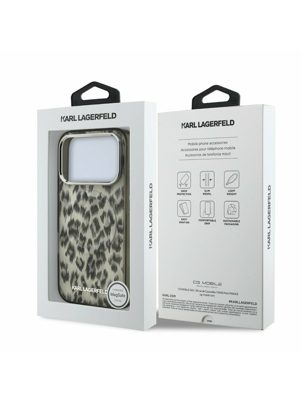 Karl Lagerfeld Karl Lagerfeld IML Leopard MagSafe Stražnji Poklopac za iPhone 17 Pro Brown