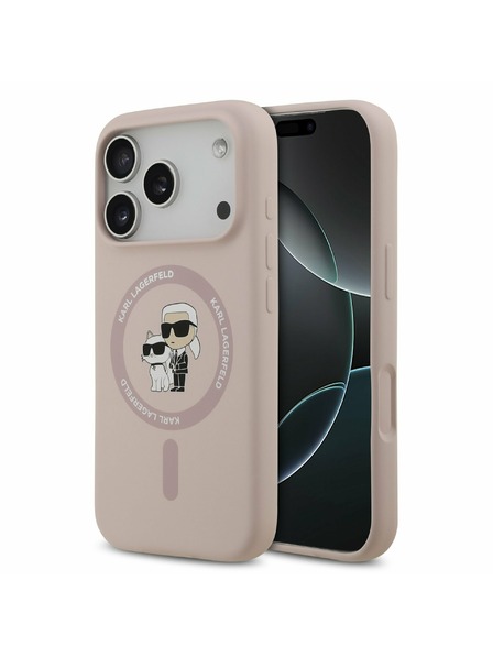 Karl Lagerfeld Karl Lagerfeld Liquid Silicone Karl and Choupette MagSafe Stražnji Poklopac za iPhone 17 Pro Pink