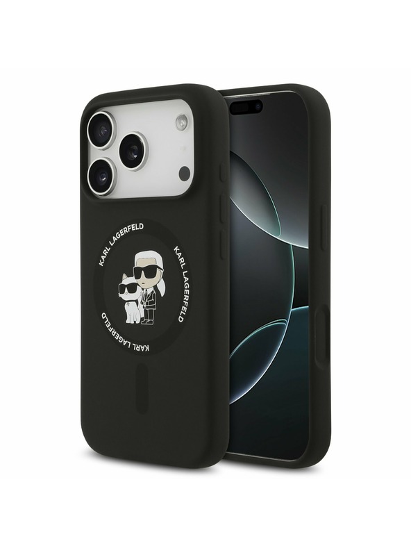 Karl Lagerfeld Karl Lagerfeld Liquid Silicone Karl and Choupette MagSafe Stražnji Poklopac za iPhone 17 Pro Black
