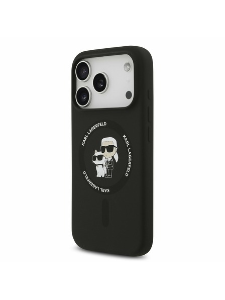 Karl Lagerfeld Karl Lagerfeld Liquid Silicone Karl and Choupette MagSafe Stražnji Poklopac za iPhone 17 Pro Black