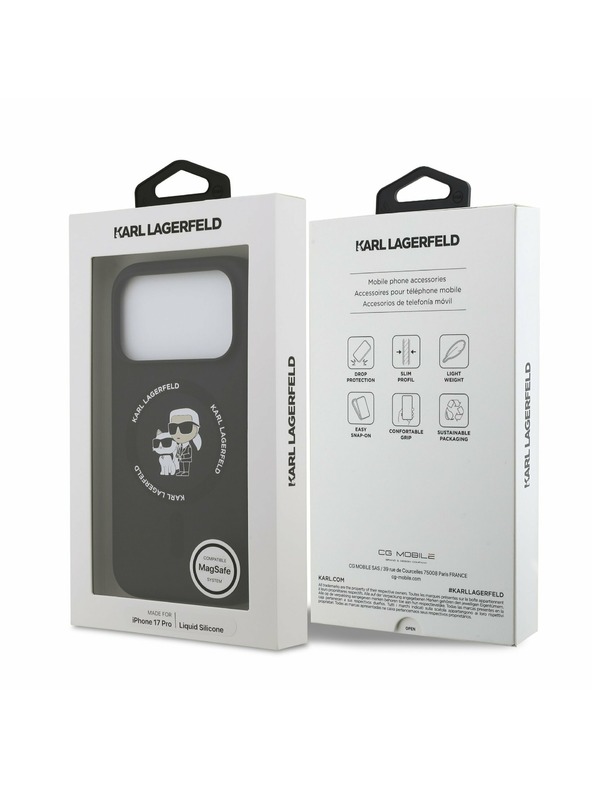 Karl Lagerfeld Karl Lagerfeld Liquid Silicone Karl and Choupette MagSafe Stražnji Poklopac za iPhone 17 Pro Black