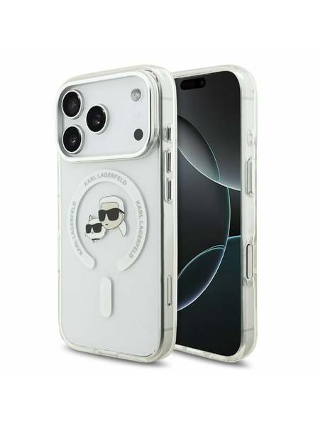 Karl Lagerfeld Karl Lagerfeld IML K&CH Heads Metal Frame MagSafe Zadnji Poklopac za iPhone 17 Pro Transparent