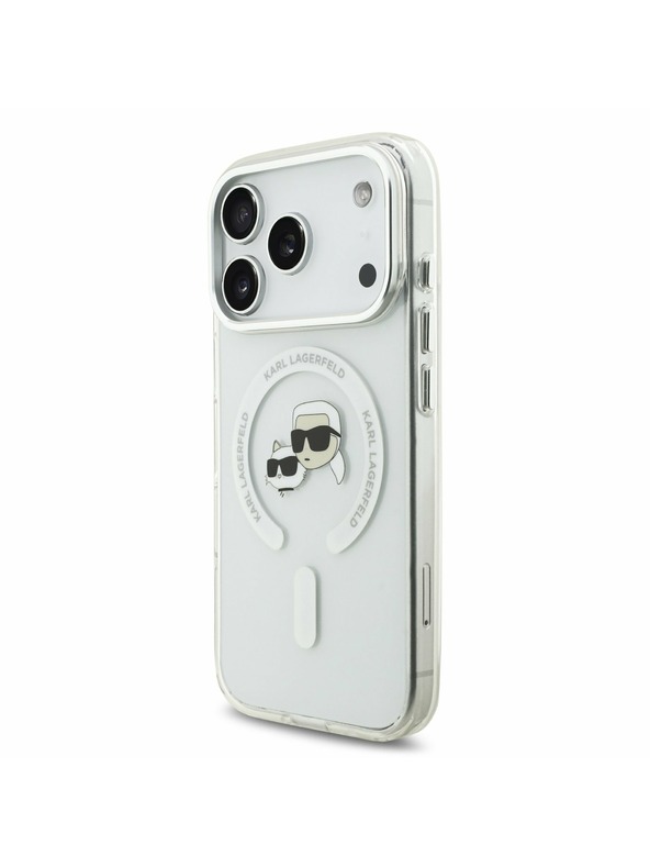 Karl Lagerfeld Karl Lagerfeld IML K&CH Heads Metal Frame MagSafe Zadnji Poklopac za iPhone 17 Pro Transparent