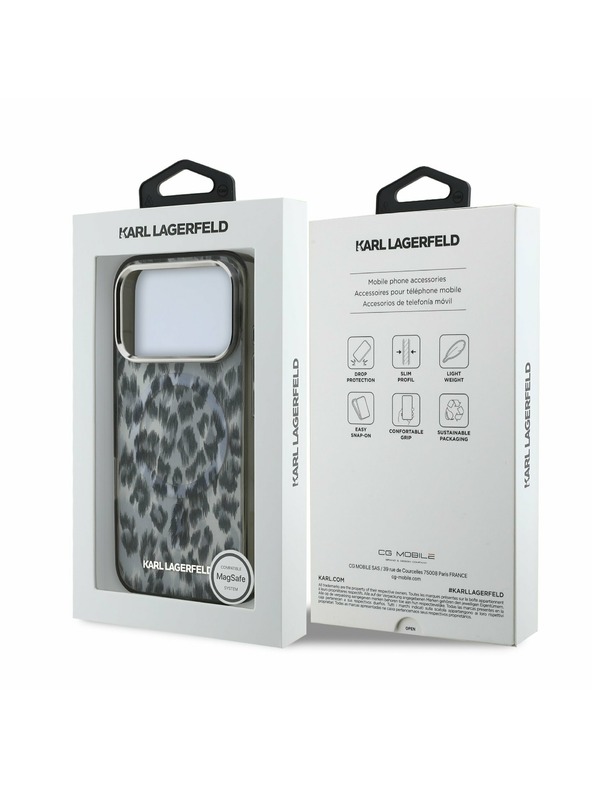 Karl Lagerfeld Karl Lagerfeld IML Leopard MagSafe Zadnji Poklopac za iPhone 17 Pro Grey