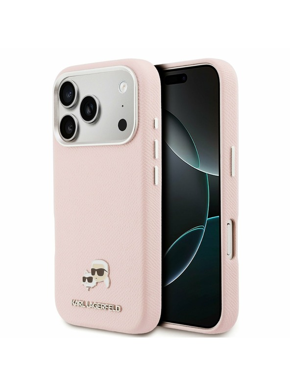 Karl Lagerfeld Karl Lagerfeld PU Karl and Choupette Heads Pins MagSafe Zadnji Poklopac za iPhone 17 Pro Pink