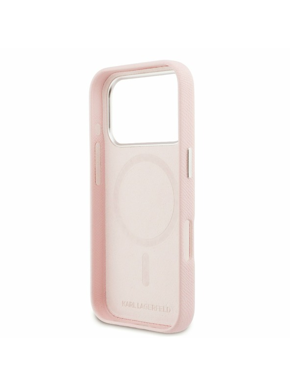 Karl Lagerfeld Karl Lagerfeld PU Karl and Choupette Heads Pins MagSafe Zadnji Poklopac za iPhone 17 Pro Pink