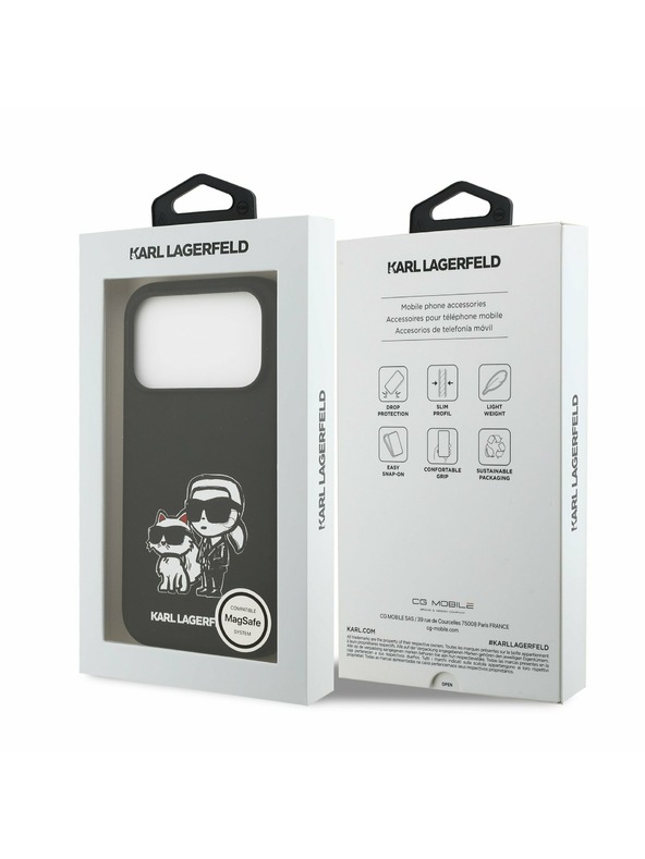 Karl Lagerfeld Karl Lagerfeld Liquid Silicone K&CH Sketch MagSafe Zadnji Poklopac za iPhone 17 Pro Black