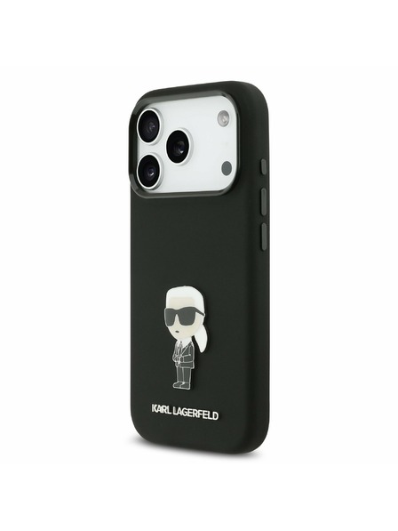 Karl Lagerfeld Karl Lagerfeld Liquid Silicone Metal Ikonik Zadnji Poklopac za iPhone 17 Pro Black