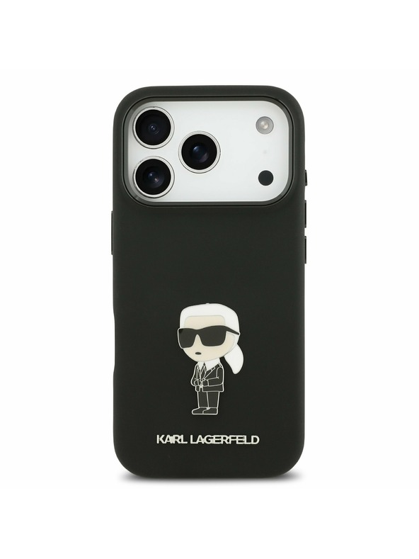 Karl Lagerfeld Karl Lagerfeld Liquid Silicone Metal Ikonik Zadnji Poklopac za iPhone 17 Pro Black