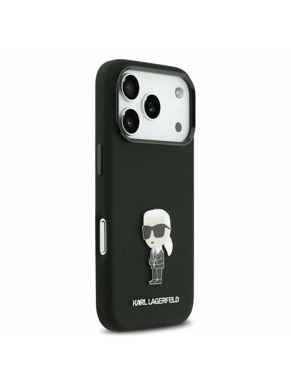 Karl Lagerfeld Karl Lagerfeld Liquid Silicone Metal Ikonik Zadnji Poklopac za iPhone 17 Pro Black