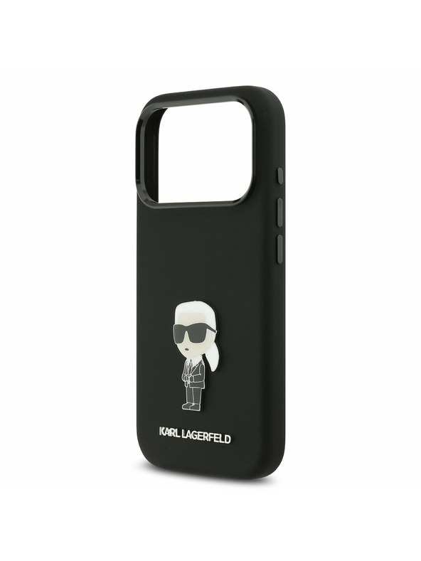 Karl Lagerfeld Karl Lagerfeld Liquid Silicone Metal Ikonik Zadnji Poklopac za iPhone 17 Pro Black