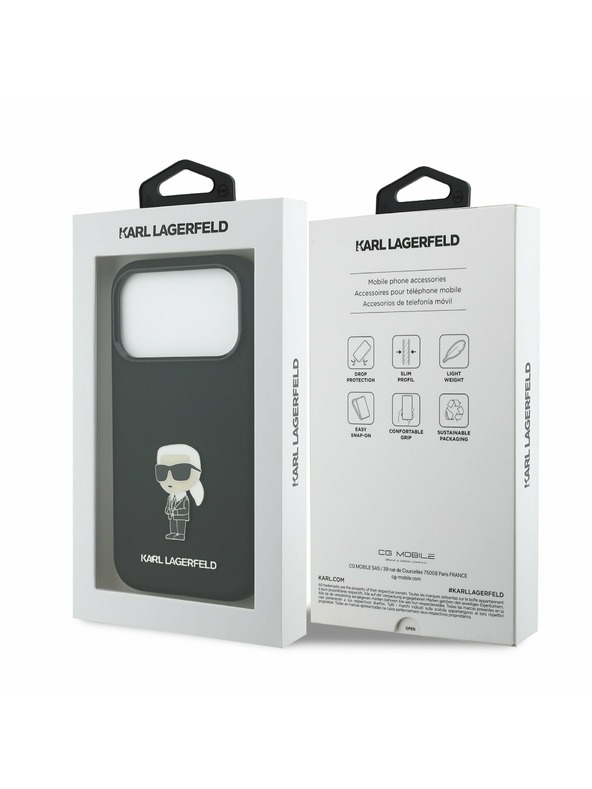 Karl Lagerfeld Karl Lagerfeld Liquid Silicone Metal Ikonik Zadnji Poklopac za iPhone 17 Pro Black