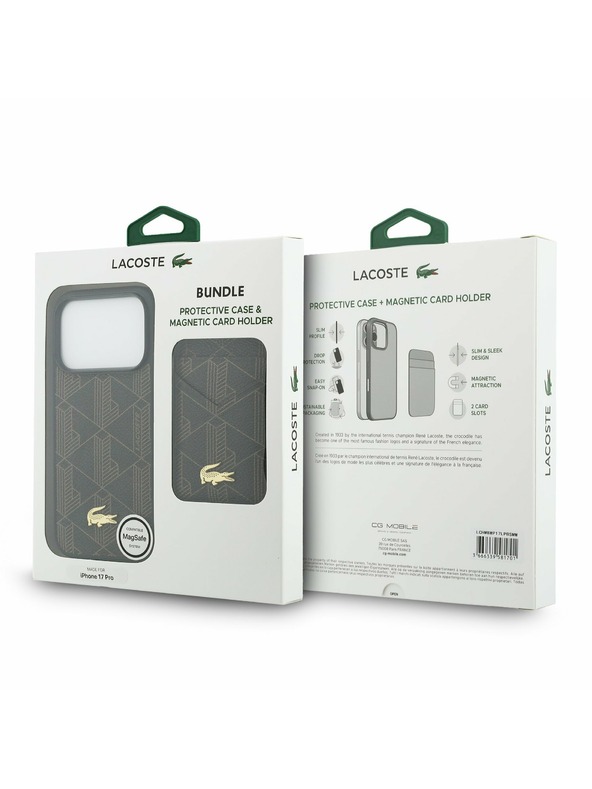 Lacoste Lacoste PVC Blend MagSafe Zadnji Poklopac + Novčanik za iPhone 17 Pro Brown