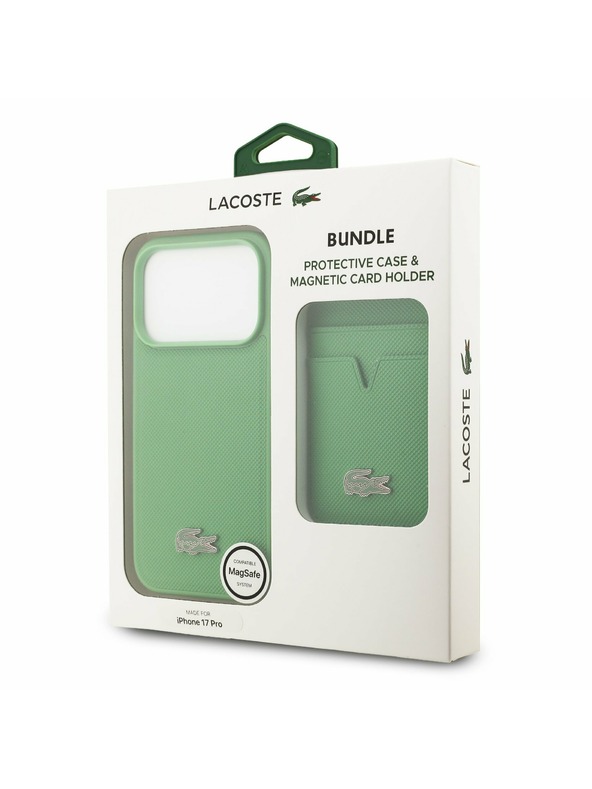 Lacoste Lacoste Iconic Petit Pique MagSafe Zadnji Poklopac + Novčanik za iPhone 17 Pro Green