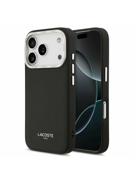 Lacoste Lacoste PU Leather Champs Elysees MagSafe Zadnji Poklopac za iPhone 17 Pro Black