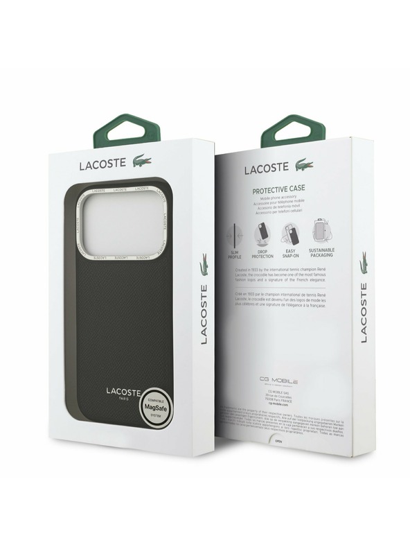 Lacoste Lacoste PU Leather Champs Elysees MagSafe Zadnji Poklopac za iPhone 17 Pro Black