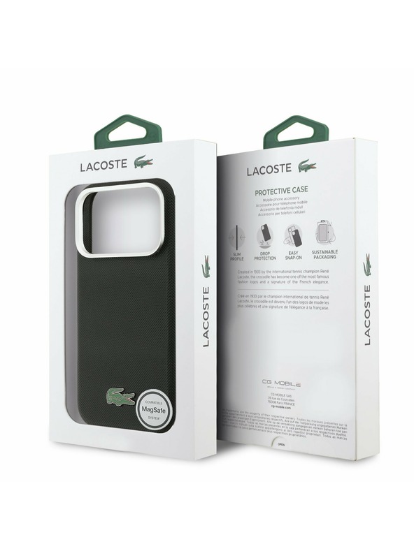 Lacoste Lacoste PVC Iconic Petit Pique Metal Logo MagSafe Zadnji Poklopac za iPhone 17 Pro Black
