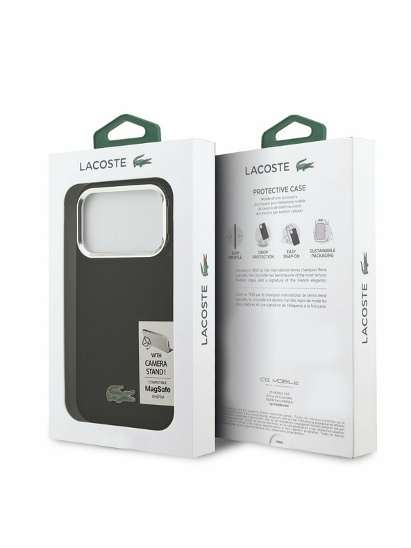 Lacoste Lacoste Iconic Petit Pique Camera Stand MagSafe Zadnji Poklopac za iPhone 17 Pro Black