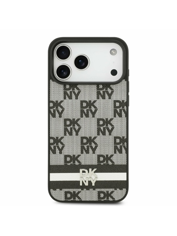 DKNY DKNY PU Leather Checkered Pattern and Stripe Zadnji Poklopac za iPhone 17 Pro Max Black