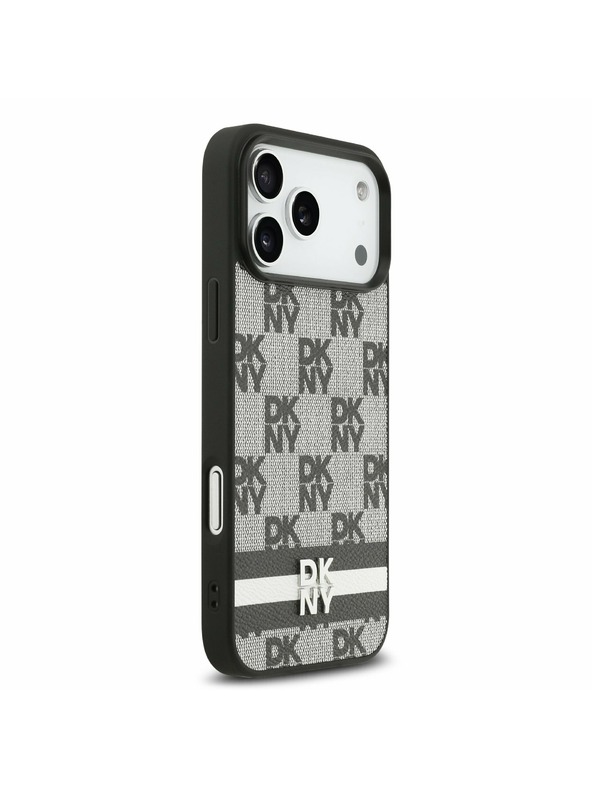 DKNY DKNY PU Leather Checkered Pattern and Stripe Zadnji Poklopac za iPhone 17 Pro Max Black