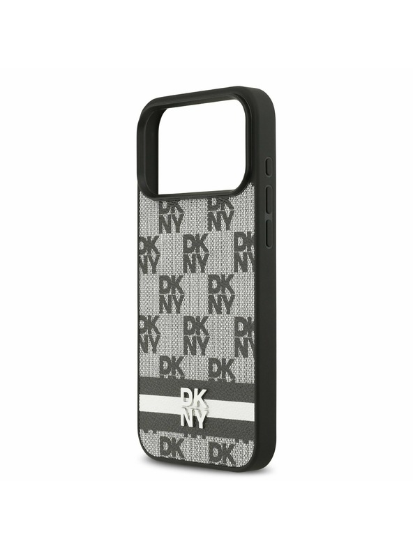 DKNY DKNY PU Leather Checkered Pattern and Stripe Zadnji Poklopac za iPhone 17 Pro Max Black