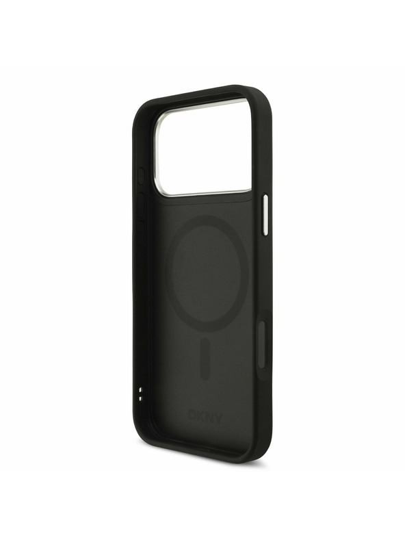 DKNY DKNY PU Leather Metal Logo Wrist Chain MagSafe Zadnji Poklopac za iPhone 17 Pro Max Black