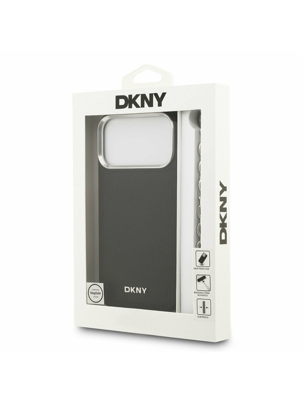 DKNY DKNY PU Leather Metal Logo Wrist Chain MagSafe Zadnji Poklopac za iPhone 17 Pro Max Black