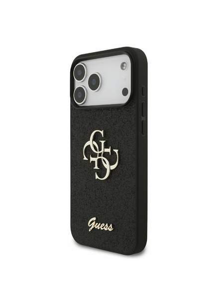 Guess Guess PU Fixed Glitter 4G Metal Logo Zadnji Poklopac za iPhone 17 Pro Max Black