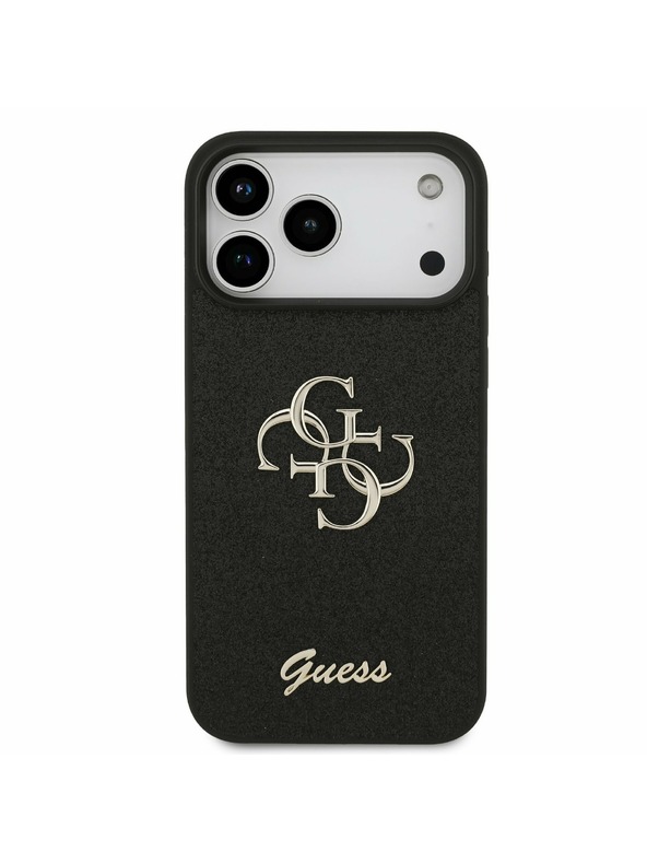 Guess Guess PU Fixed Glitter 4G Metal Logo Zadnji Poklopac za iPhone 17 Pro Max Black