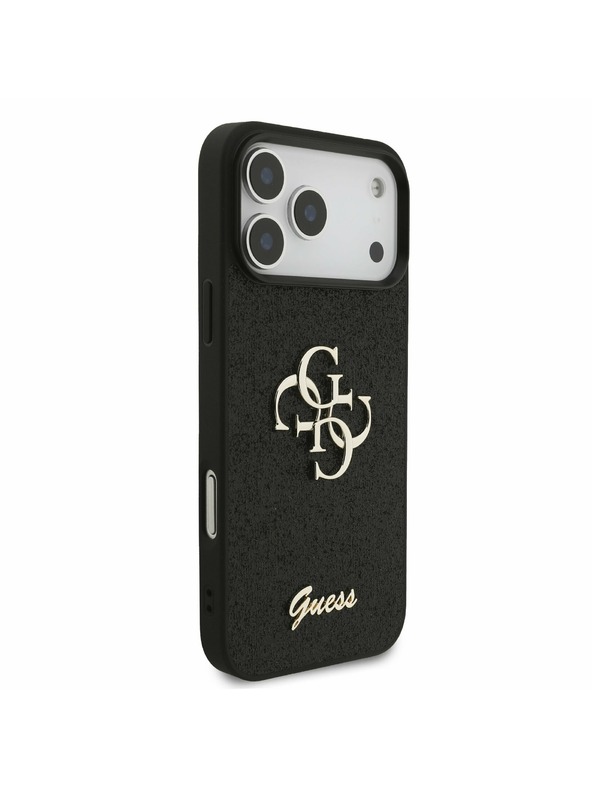 Guess Guess PU Fixed Glitter 4G Metal Logo Zadnji Poklopac za iPhone 17 Pro Max Black