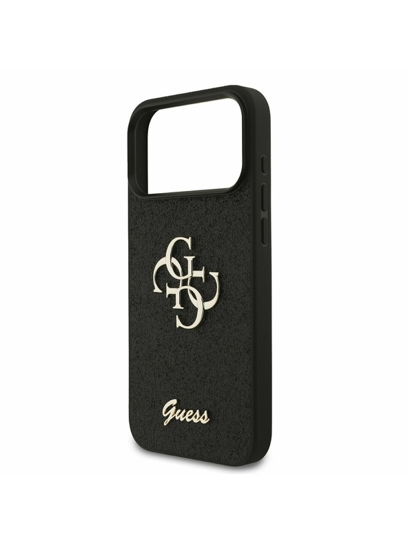 Guess Guess PU Fixed Glitter 4G Metal Logo Zadnji Poklopac za iPhone 17 Pro Max Black
