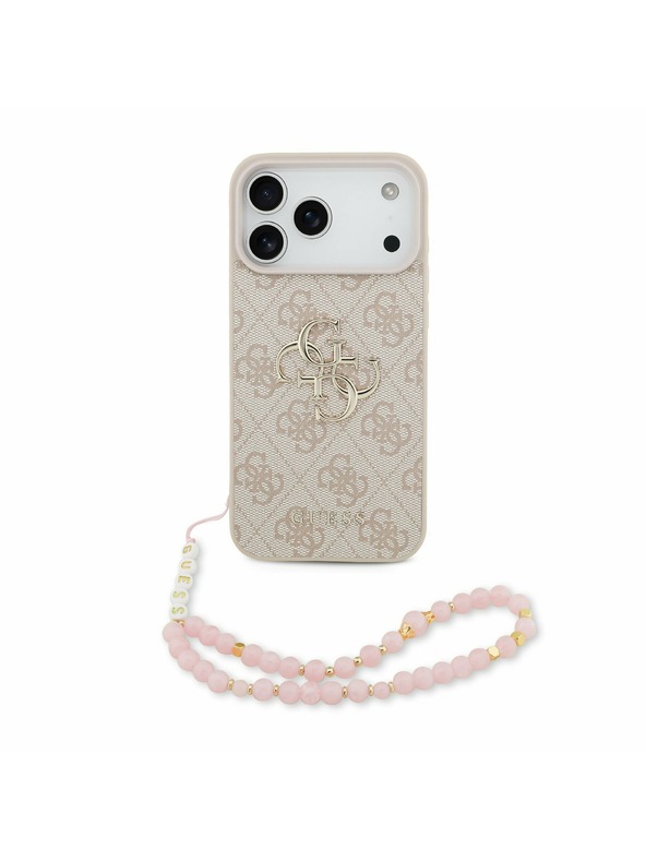 Guess Guess PU 4G Metal Logo Strap Stražnji Kryt za iPhone 17 Pro Max Pink