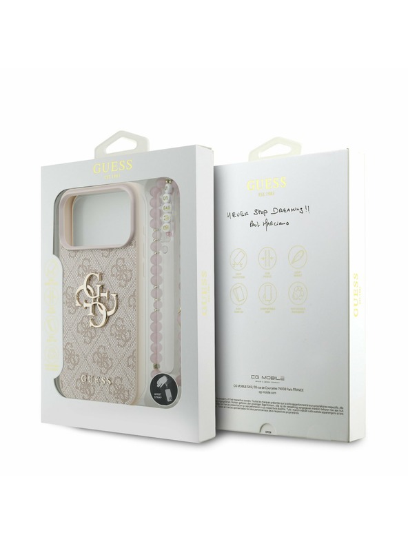 Guess Guess PU 4G Metal Logo Strap Stražnji Kryt za iPhone 17 Pro Max Pink