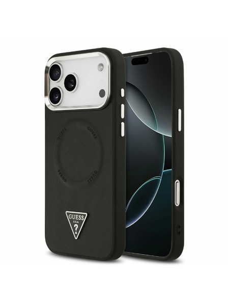 Guess Guess PU Leather Triangle Logo MagSafe Stražnji Kryt za iPhone 17 Pro Max Black