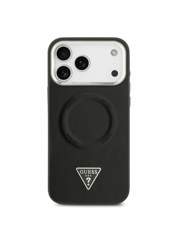 Guess Guess PU Leather Triangle Logo MagSafe Stražnji Kryt za iPhone 17 Pro Max Black