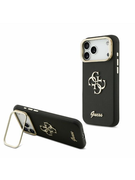 Guess Guess PU Grained 4G Logo Stand Camera Frame Stražnji Kryt za iPhone 17 Pro Max Black