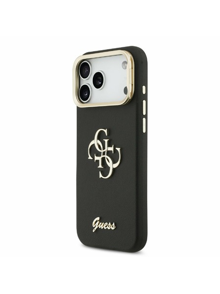Guess Guess PU Grained 4G Logo Stand Camera Frame Stražnji Kryt za iPhone 17 Pro Max Black