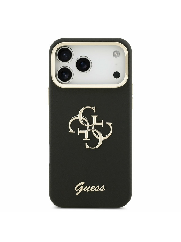 Guess Guess PU Grained 4G Logo Stand Camera Frame Stražnji Kryt za iPhone 17 Pro Max Black