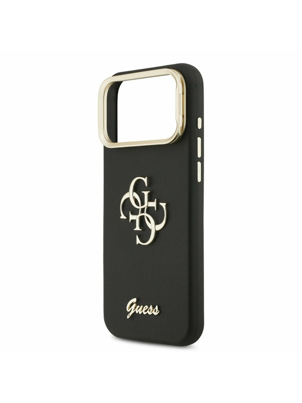 Guess Guess PU Grained 4G Logo Stand Camera Frame Stražnji Kryt za iPhone 17 Pro Max Black