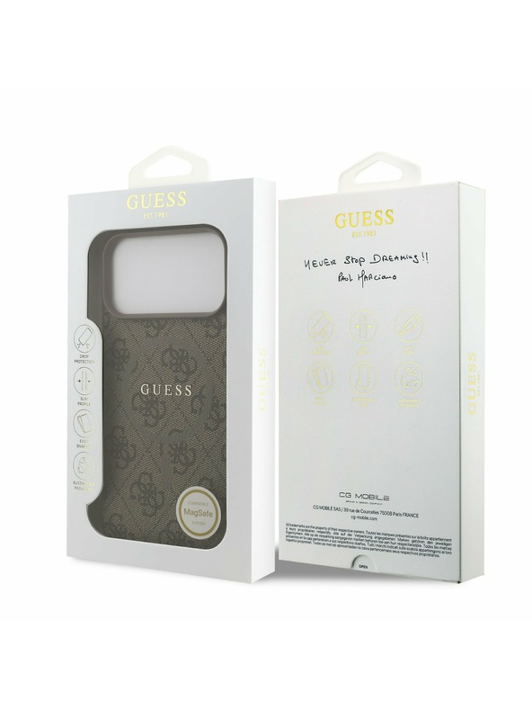 Guess Guess PU Leather 4G Colored Ring MagSafe Stražnji Kryt za iPhone 17 Pro Max Brown